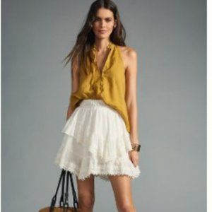 Pilcro Deep-V Sleeveless Linen Blouse, Size M